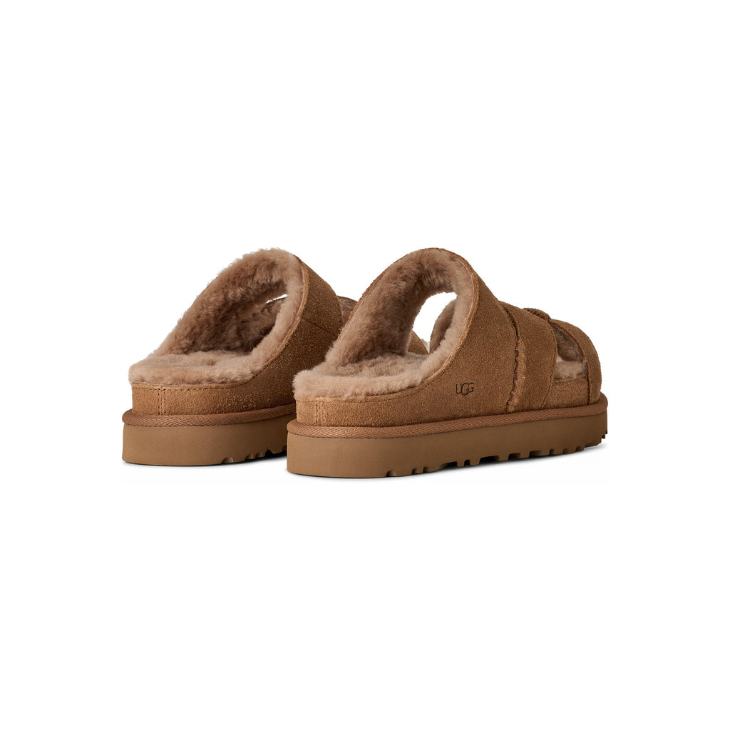 UGG Women's Greenport Cross Strap Slide in Chestnut