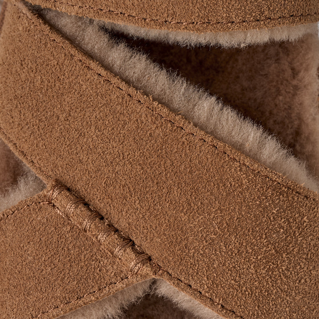 UGG Women's Greenport Cross Strap Slide in Chestnut