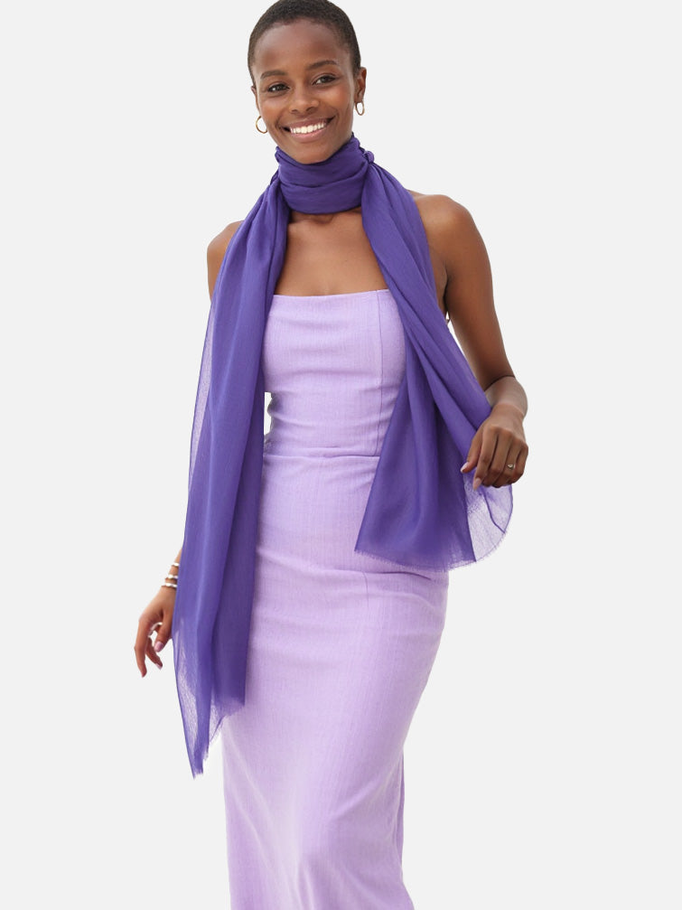 Featherlight Royal Purple Cashmere Scarf
