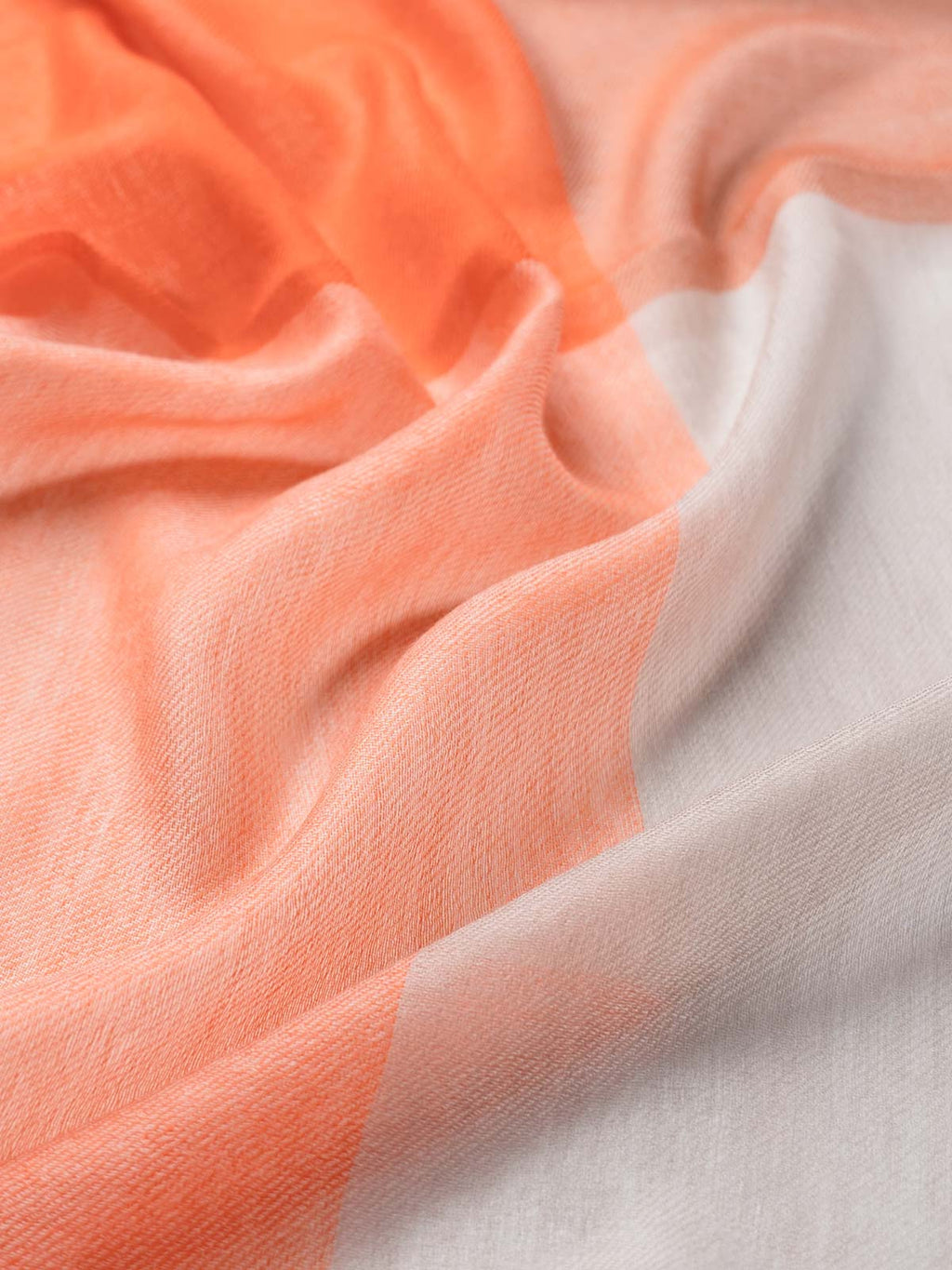 Featherlight Orange White Cashmere Scarf