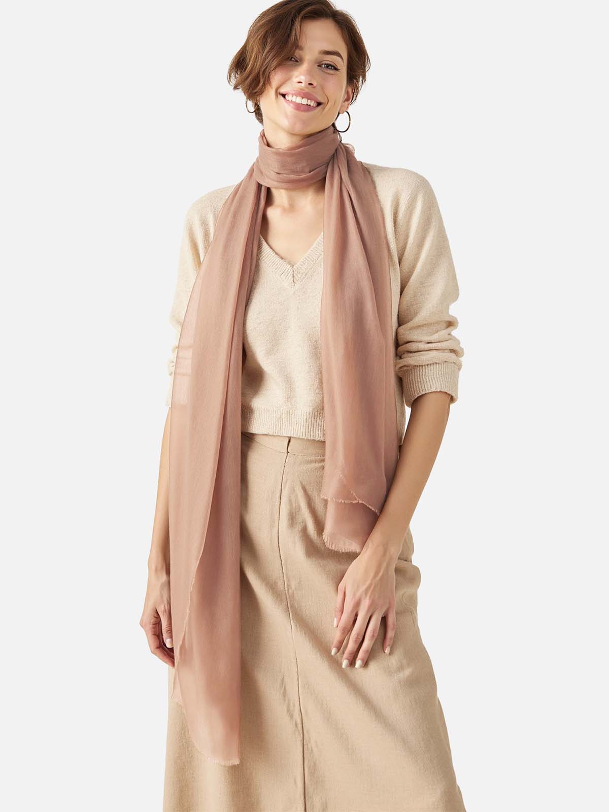Featherlight Mocha Cashmere Scarf
