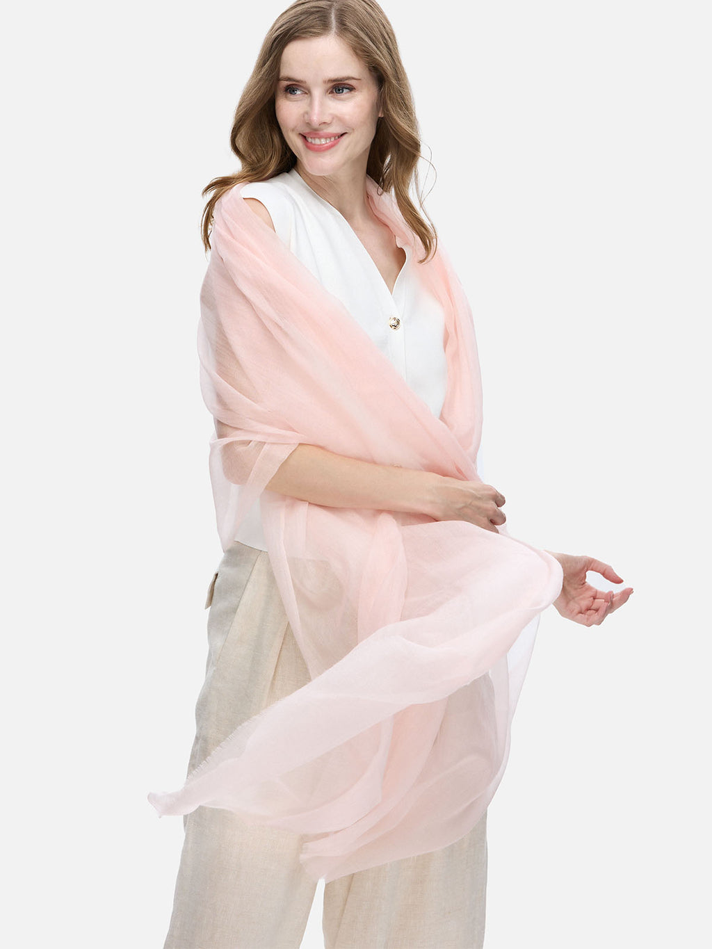 Featherlight Light Pink Cashmere Scarf
