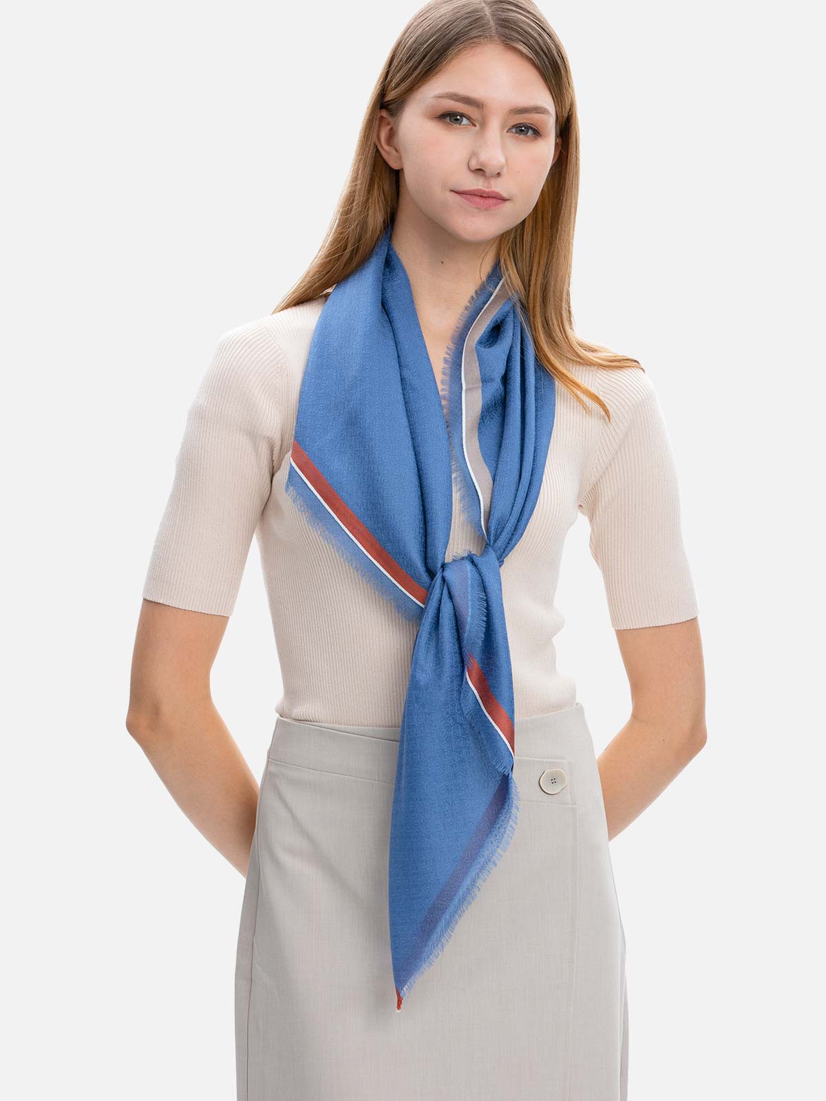 Square - Featherlight Blue Cashmere Scarf