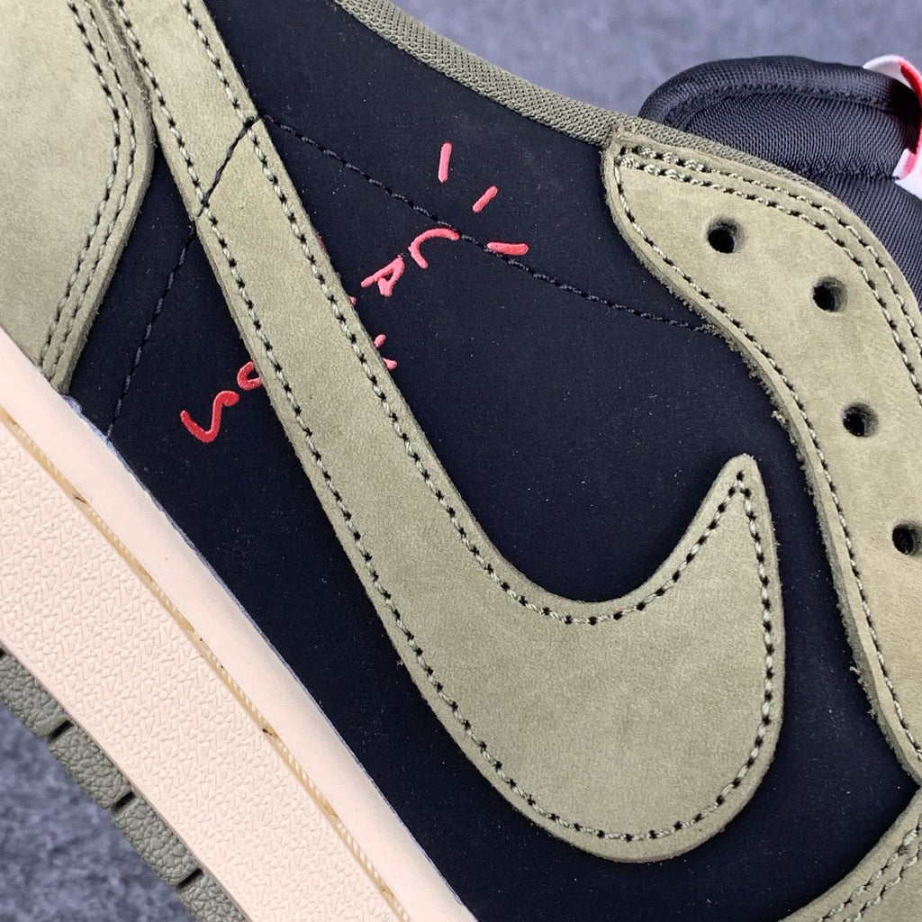 Custom Travis Scott x Air Jordan 1 Low OG SP 'Black Olive'