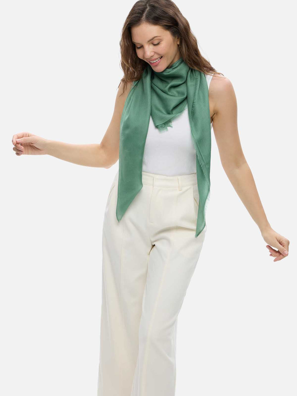 Square - Featherlight Solid Cashmere Scarf - Sage