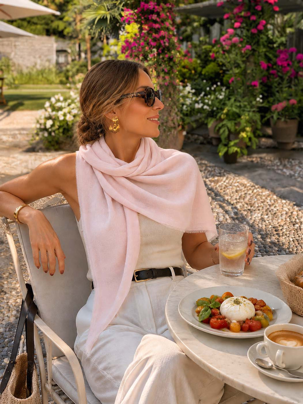 Square - Featherlight Solid Cashmere Scarf - Blush