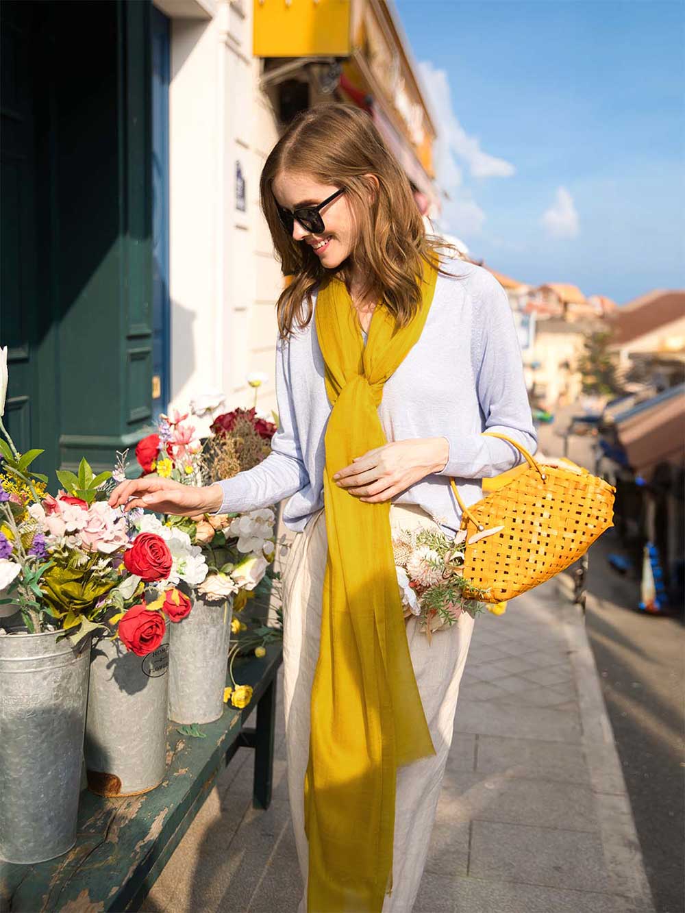 Featherlight Mustard Cashmere Scarf