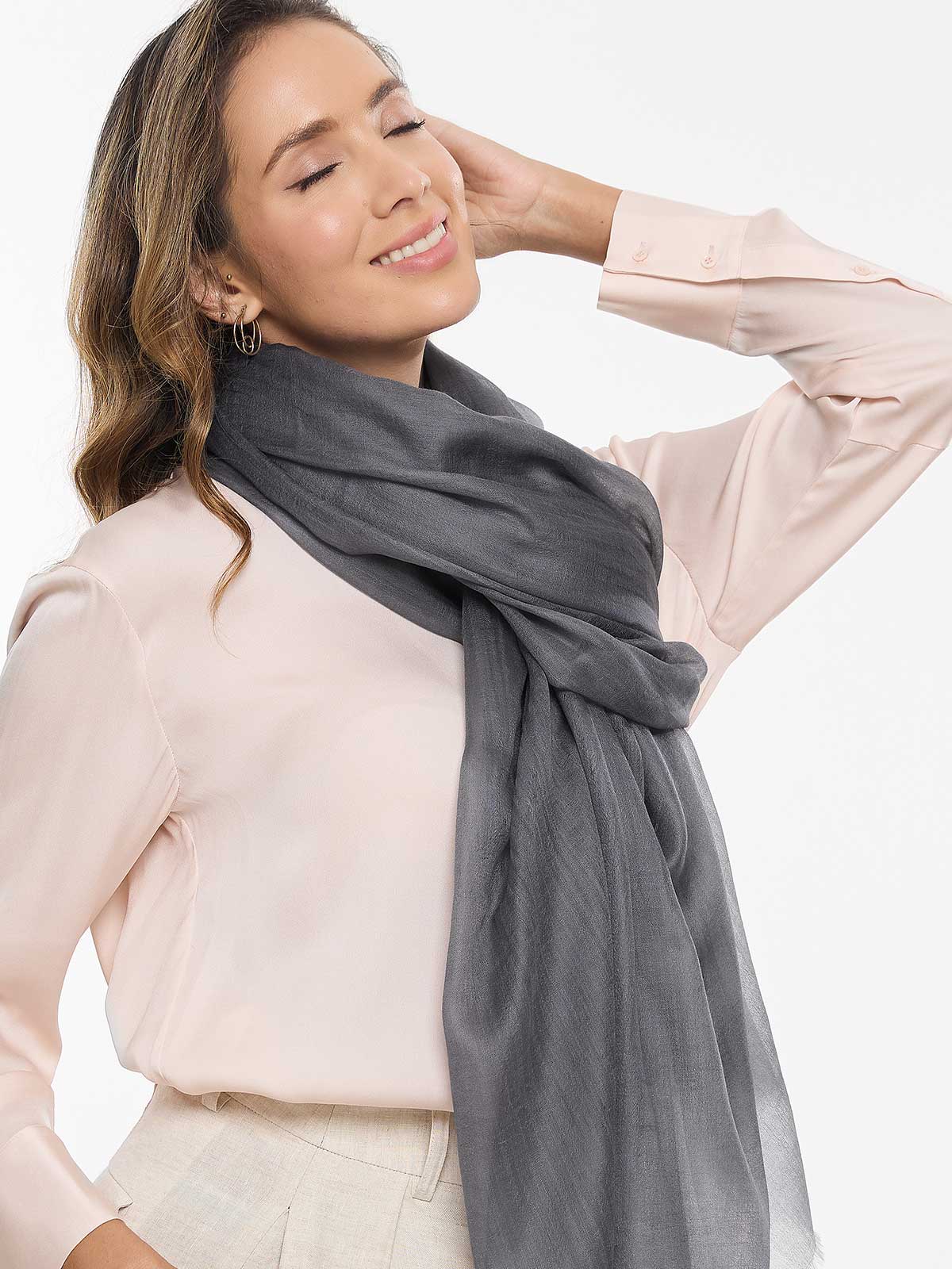Featherlight Charcoal Gray Cashmere Scarf