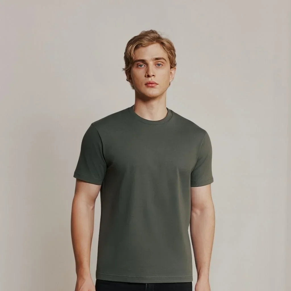 MILITARY GREEN LOOPWHEELED T-SHIRT