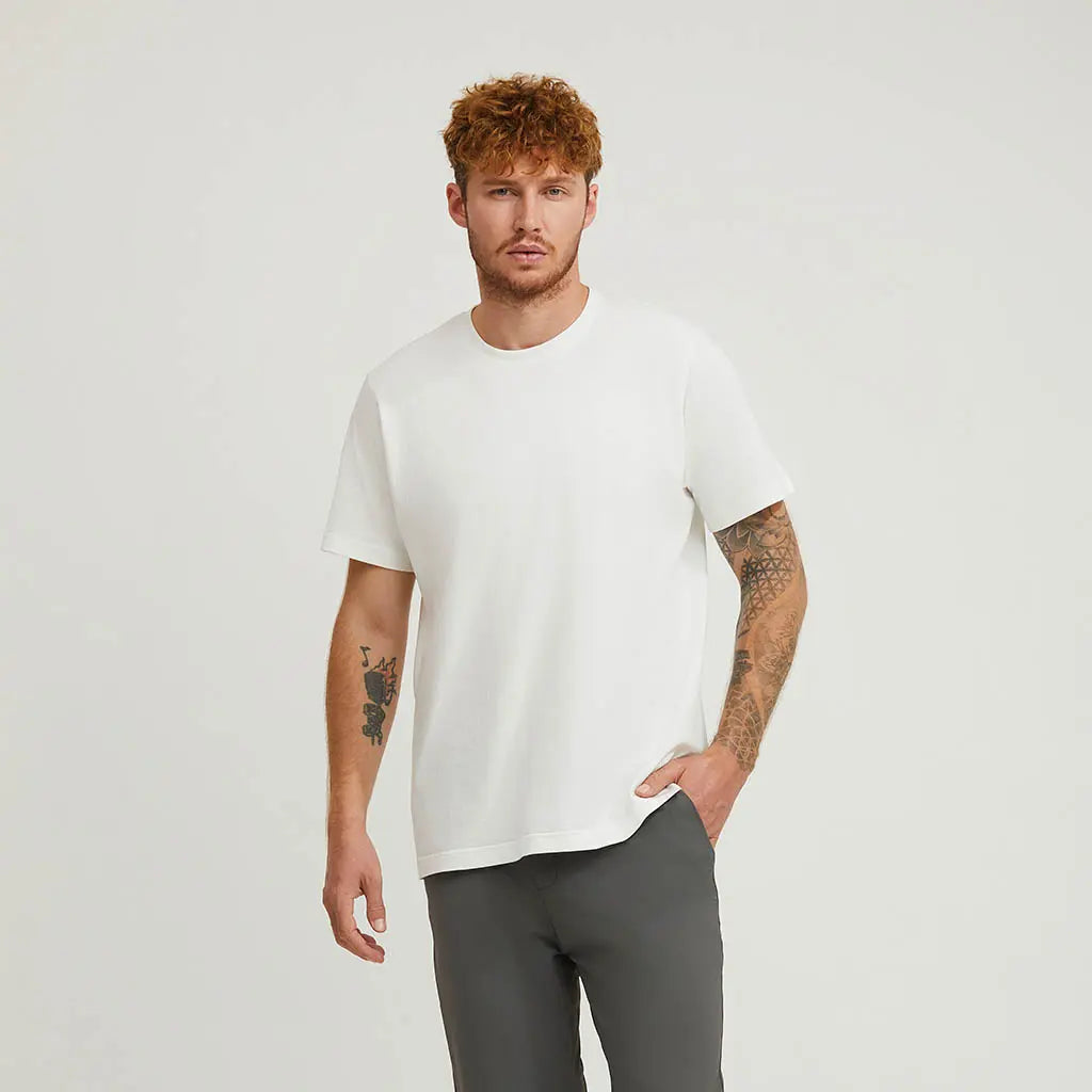 WHITE LOOPWHEELED T-SHIRT