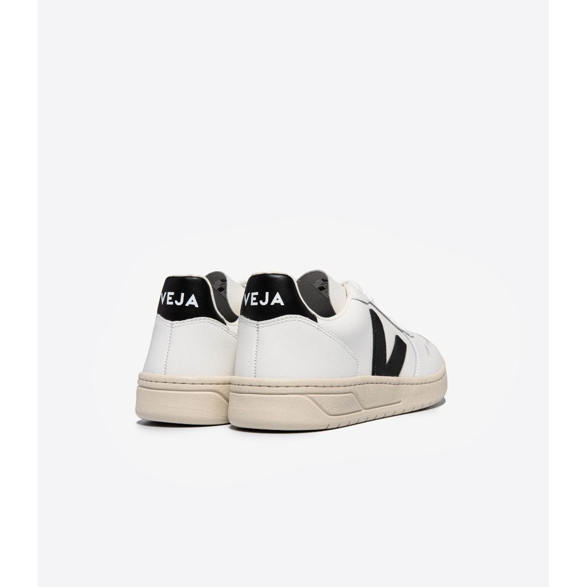 Veja Men's V-10 Leather Sneaker in White Black
