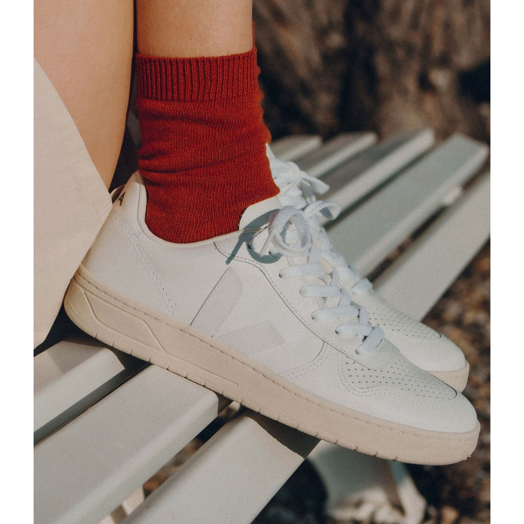Veja Men's V-10 Leather Sneaker in White